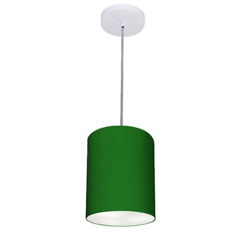 Pendente Cilíndrico Md-4012 Cúpula em Tecido 18x25cm Verde Folha - Bivolt