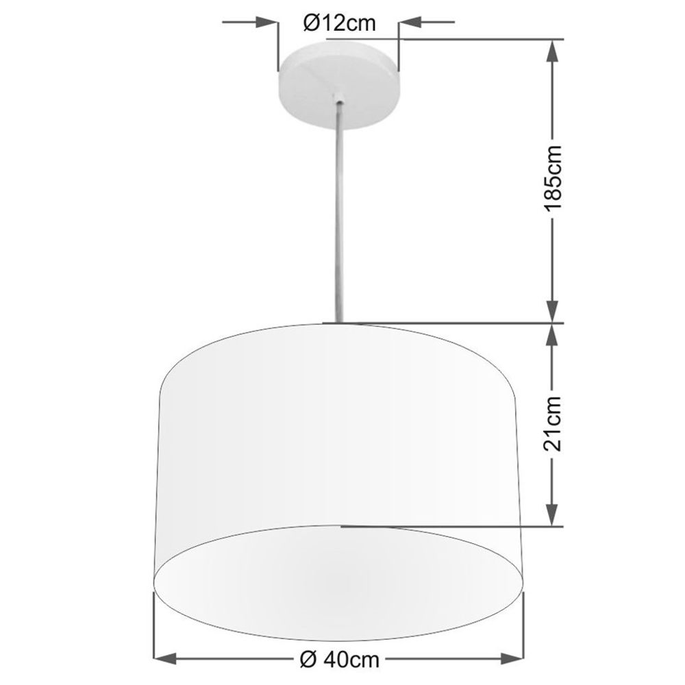 Pendente Cilíndrico Md-4019 Cúpula em Tecido 40x21cm Algodão Crú - Bivolt