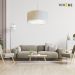 Pendente Cilíndrico Md-4019 Cúpula em Tecido 40x21cm Linho Bege - Bivolt