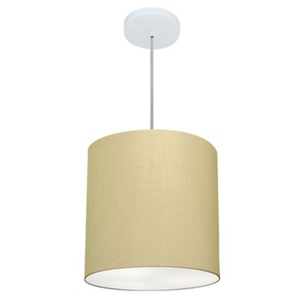 Pendente Cilíndrico Md-4036 Cúpula em Tecido 30x31cm Algodão Crú - Bivolt