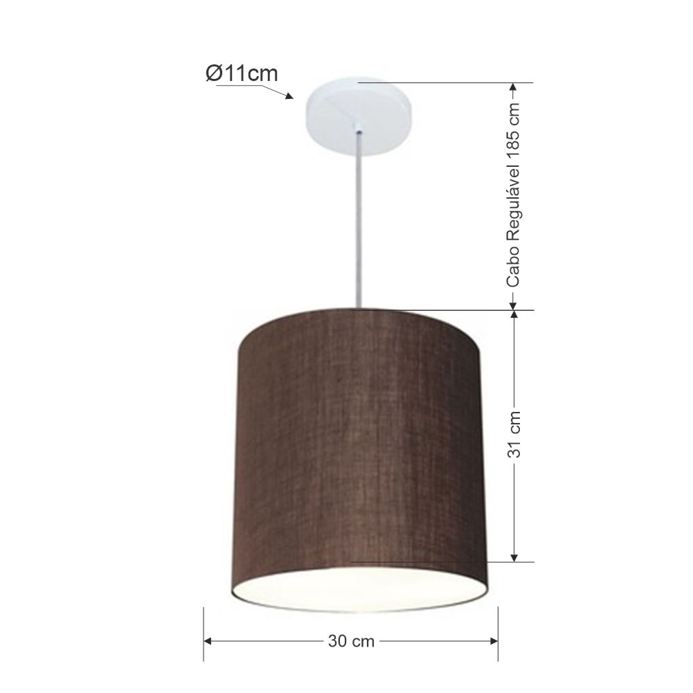 Pendente Cilíndrico Md-4036 Cúpula em Tecido 30x31cm Café - Bivolt