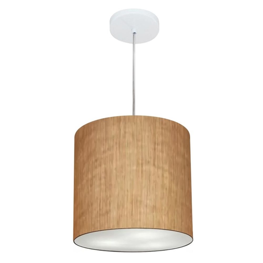 Pendente Cilíndrico Md-4036 Cúpula em Tecido 30x31cm Palha - Bivolt