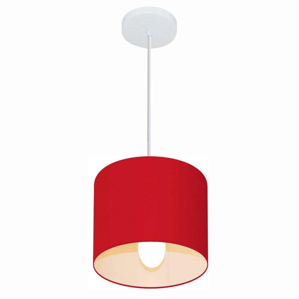 Pendente Cilíndrico Md-4046 Cúpula em Tecido 18x18cm Bordô - Bivolt