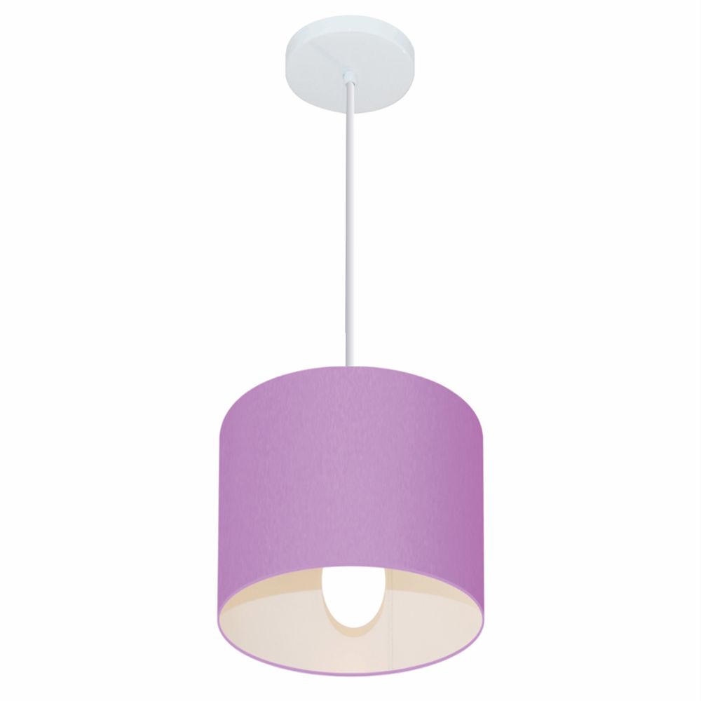 Pendente Cilíndrico Md-4046 Cúpula em Tecido 18x18cm Lilás - Bivolt