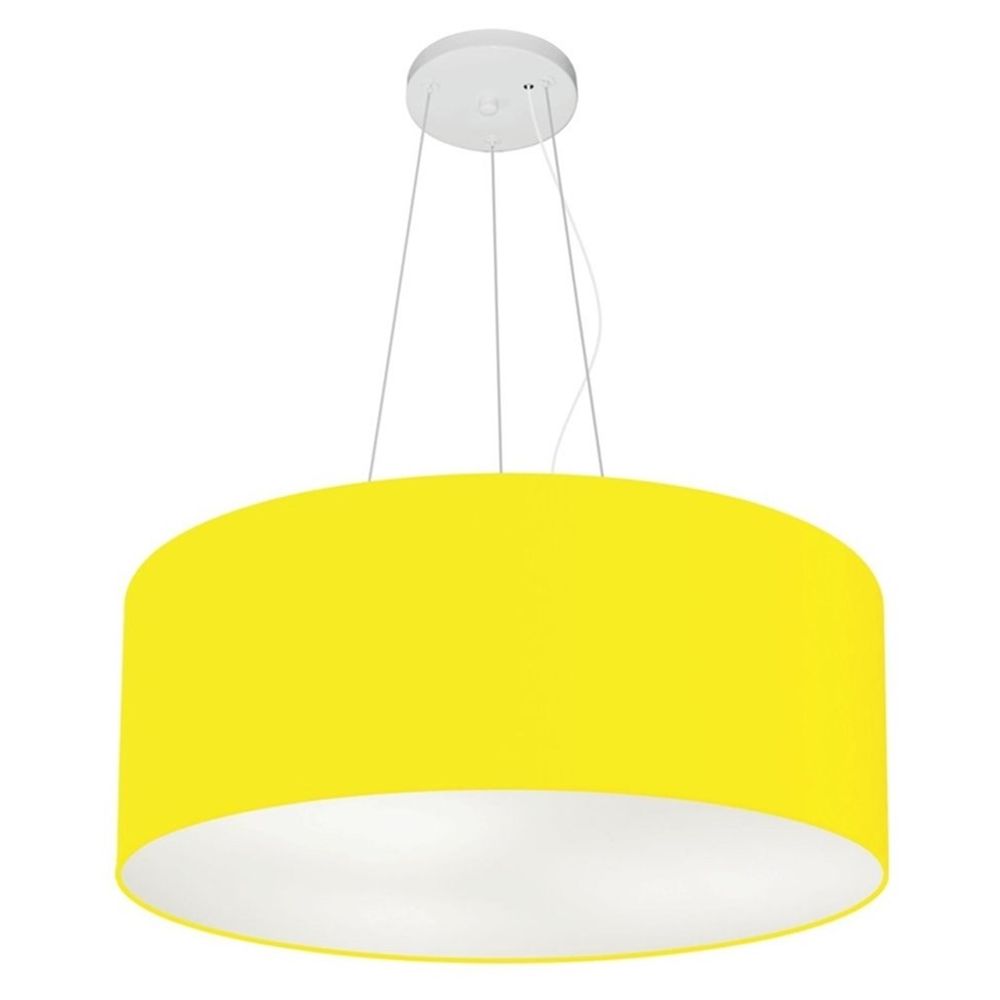 Pendente Cilíndrico Md-4047 Cúpula em Tecido 50x21cm Amarelo - Bivolt