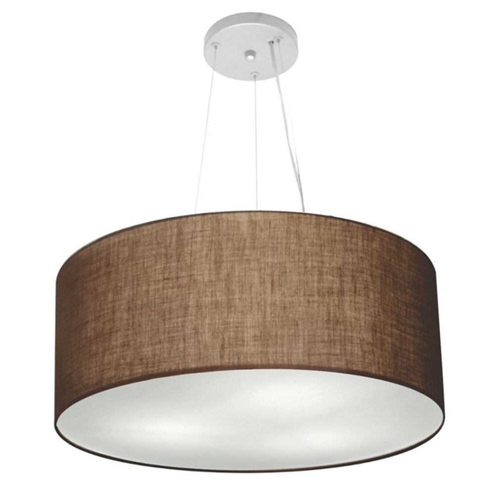 Pendente Cilíndrico Md-4047 Cúpula em Tecido 50x21cm Café - Bivolt