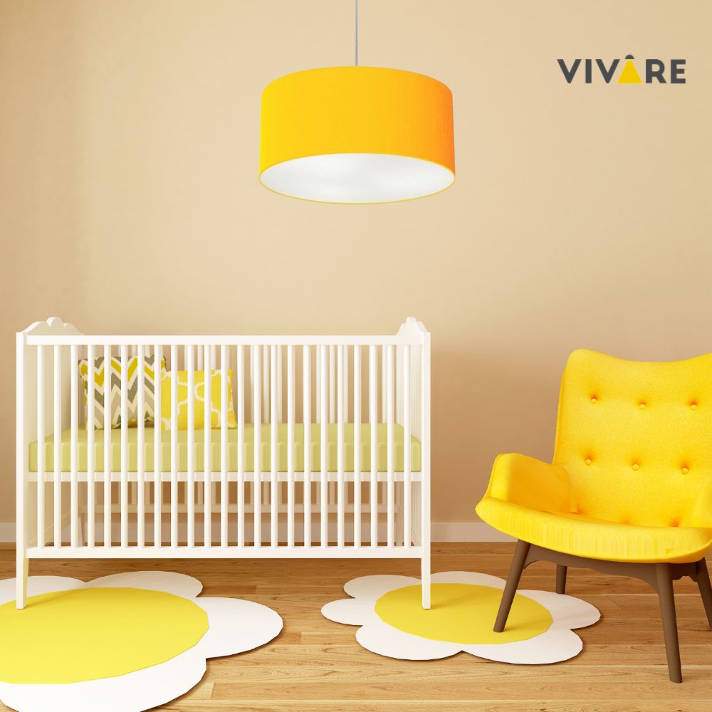 Pendente Cilíndrico Md-4049 Cúpula em Tecido 50x21cm Amarelo - Bivolt