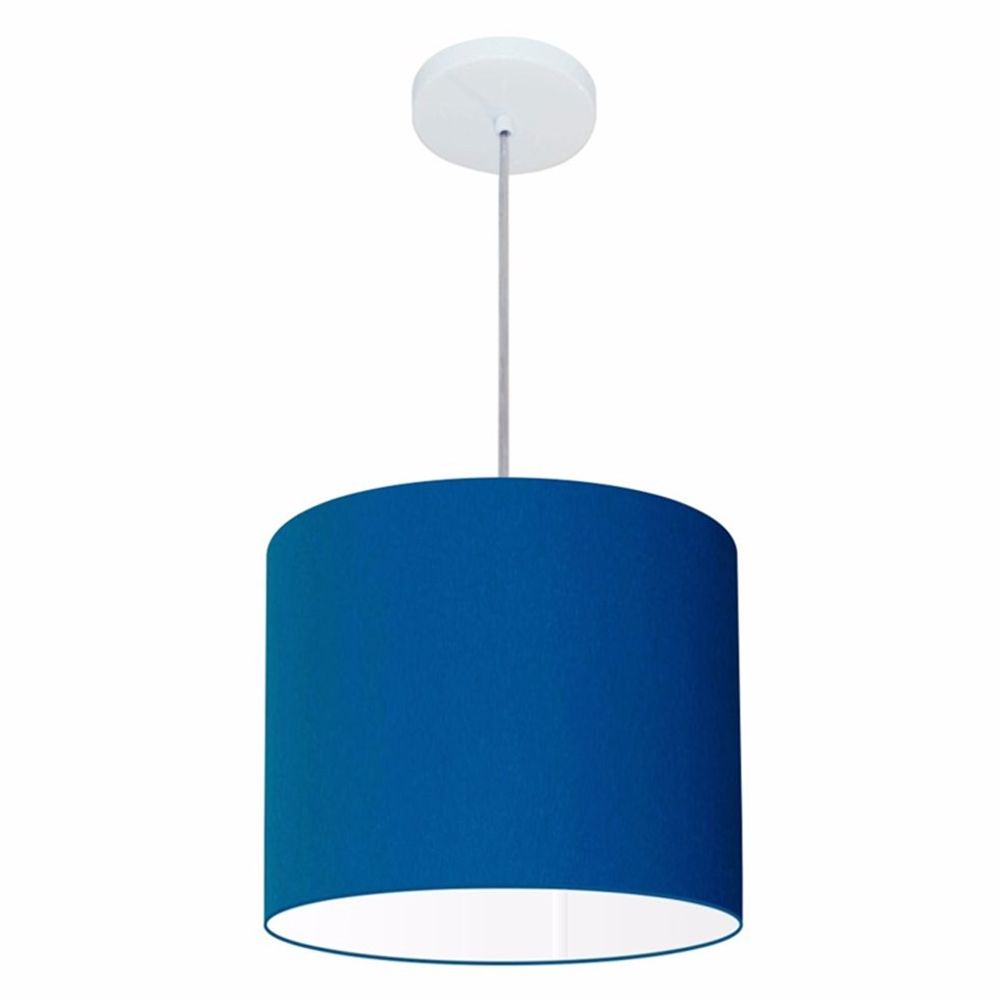 Pendente Cilíndrico Md-4054 Cúpula em Tecido 30x21cm Azul Marinho - Bivolt