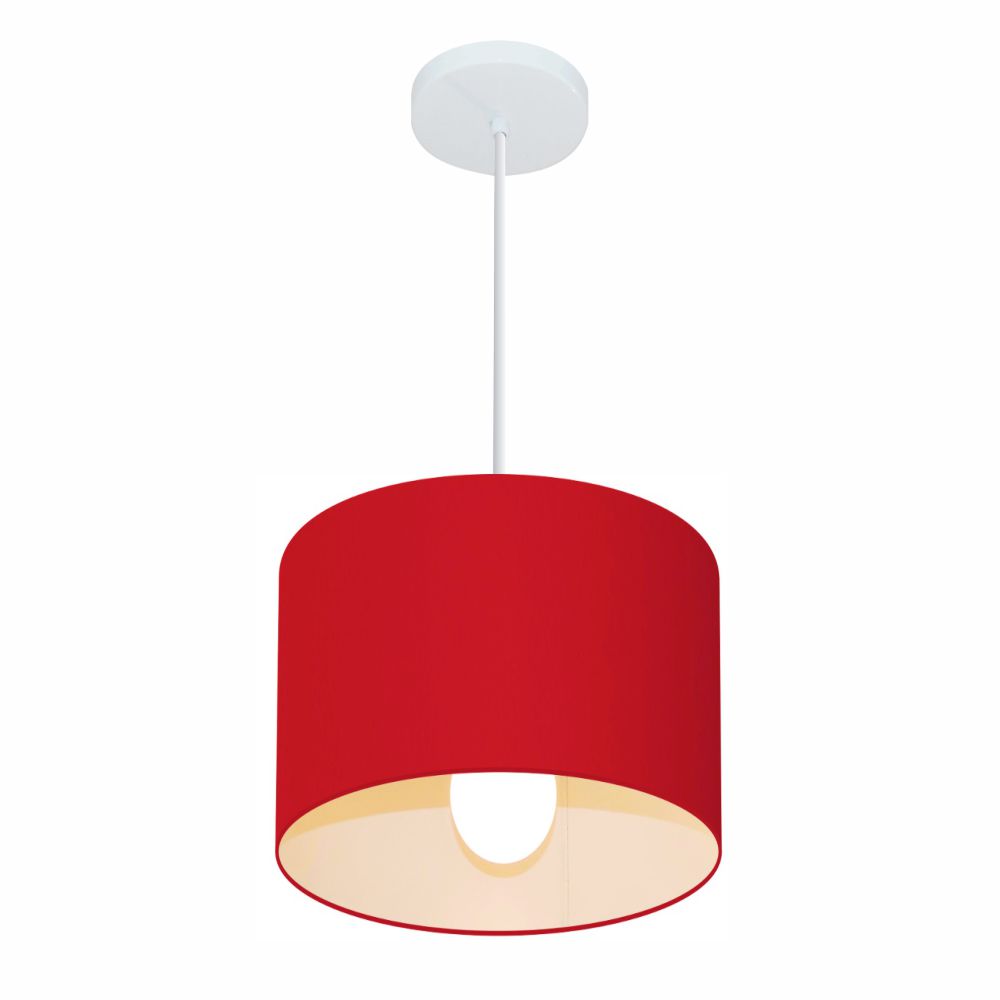 Pendente Cilíndrico Md-4054 Cúpula em Tecido 30x21cm Bordô - Bivolt