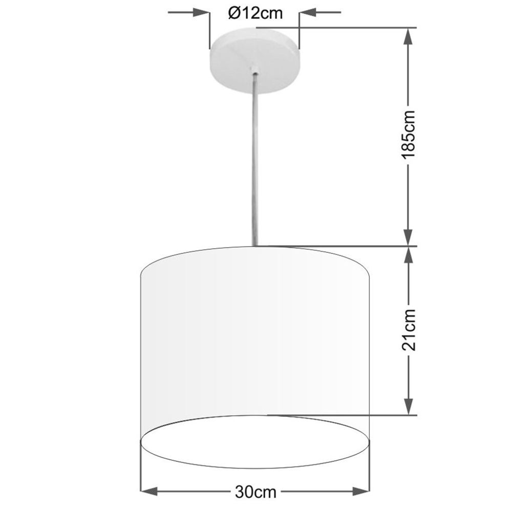 Pendente Cilíndrico Md-4054 Cúpula em Tecido 30x21cm Branco - Bivolt