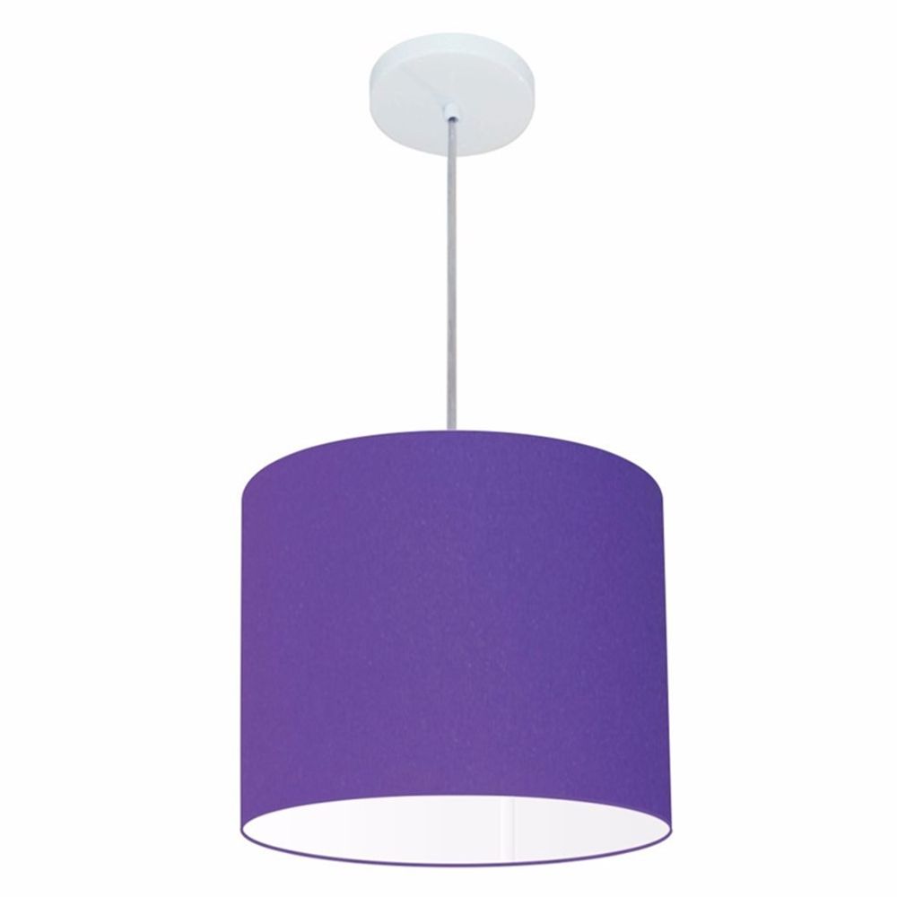 Pendente Cilíndrico Md-4054 Cúpula em Tecido 30x21cm Roxo - Bivolt