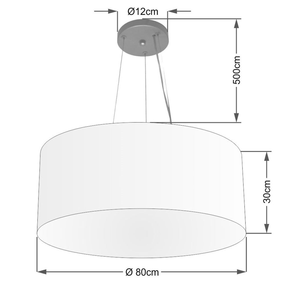 Pendente Cilíndrico Md-4070 Cúpula em Tecido 80x30cm Branco - Bivolt