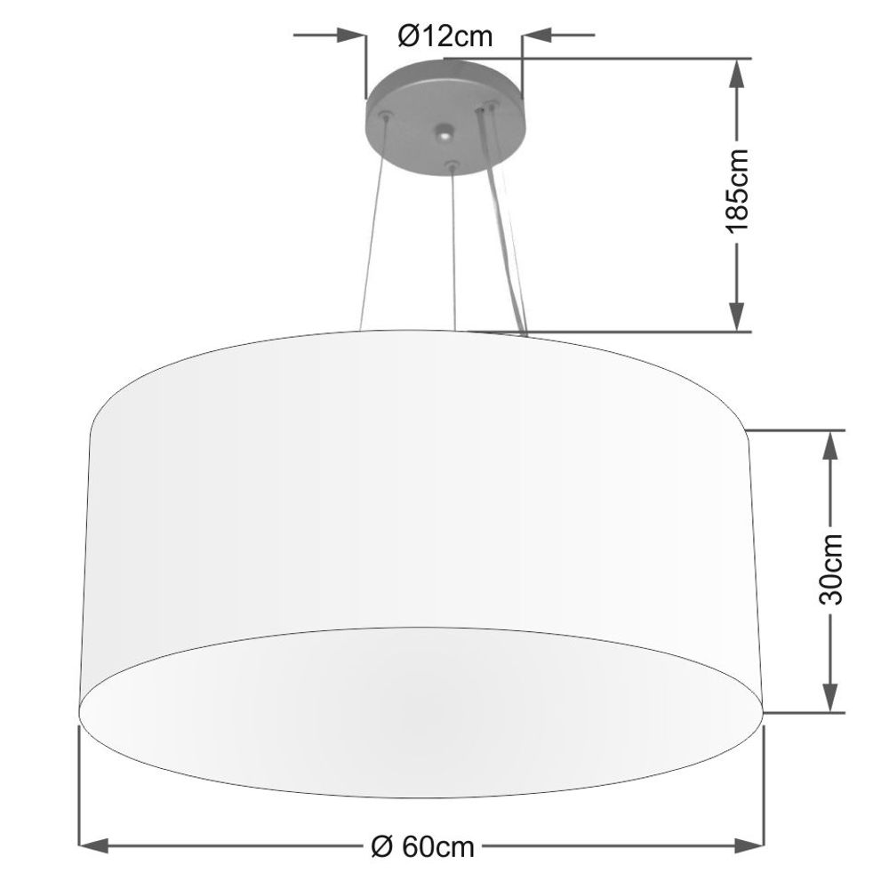 Pendente Cilíndrico Md-4074 Cúpula em Tecido 60x30cm Algodão Crú - Bivolt