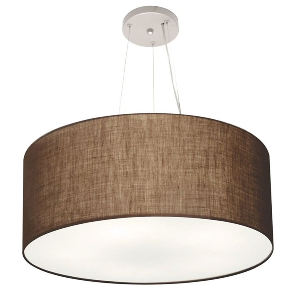 Pendente Cilíndrico Md-4074 Cúpula em Tecido 60x30cm Café - Bivolt