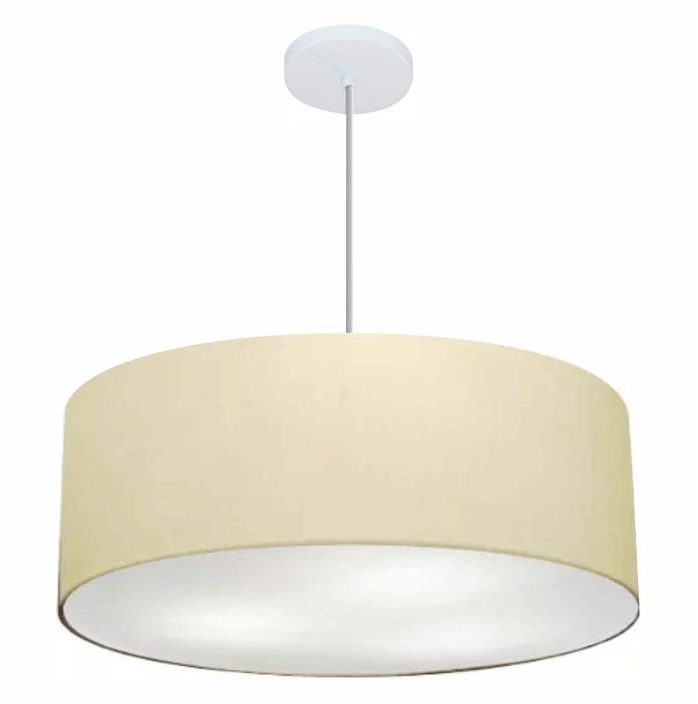 Pendente Cilíndrico Md-4079 Cúpula em Tecido 60x21cm Algodão Crú - Bivolt