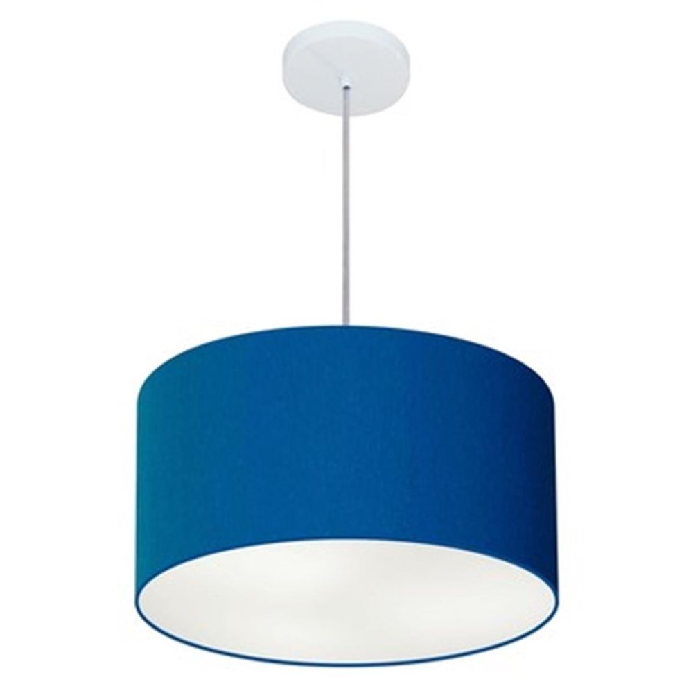 Pendente Cilíndrico Md-4099 Cúpula em Tecido 40x25cm Azul Marinho - Bivolt