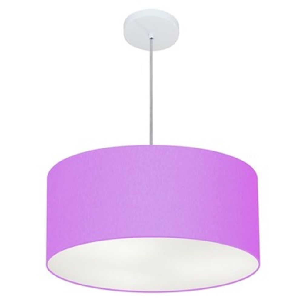 Pendente Cilíndrico Md-4100 Cúpula em Tecido 50x25cm Lilás - Bivolt