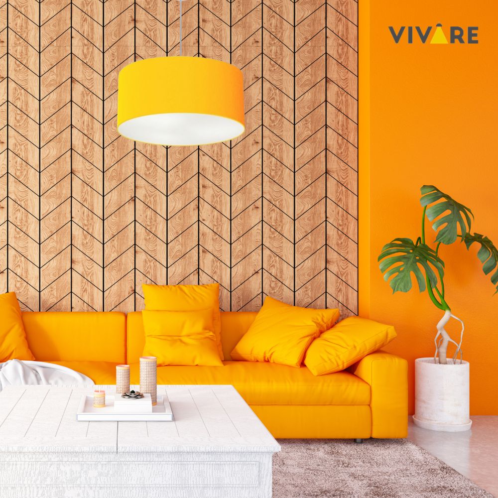 Pendente Cilíndrico Md-4101 Cúpula em Tecido 60x30cm Laranja - Bivolt