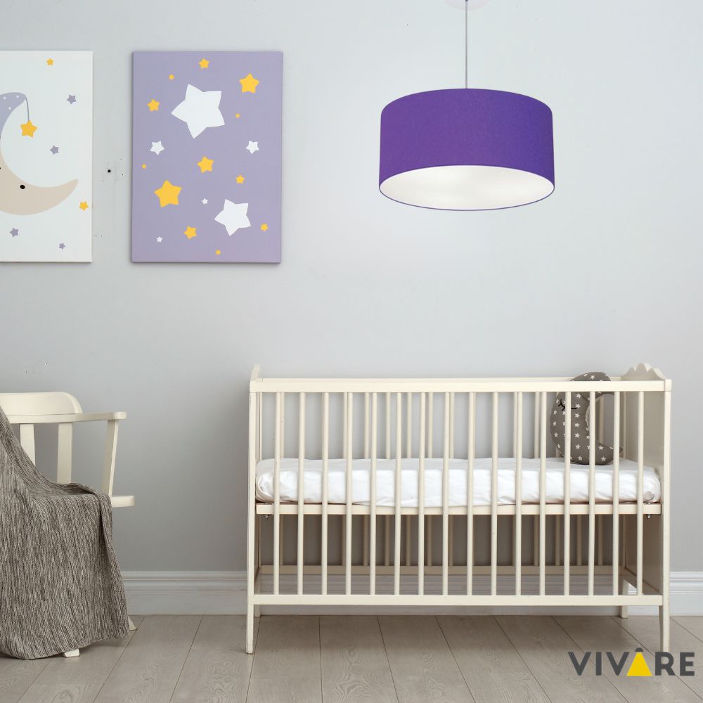 Pendente Cilíndrico Md-4101 Cúpula em Tecido 60x30cm Roxo - Bivolt
