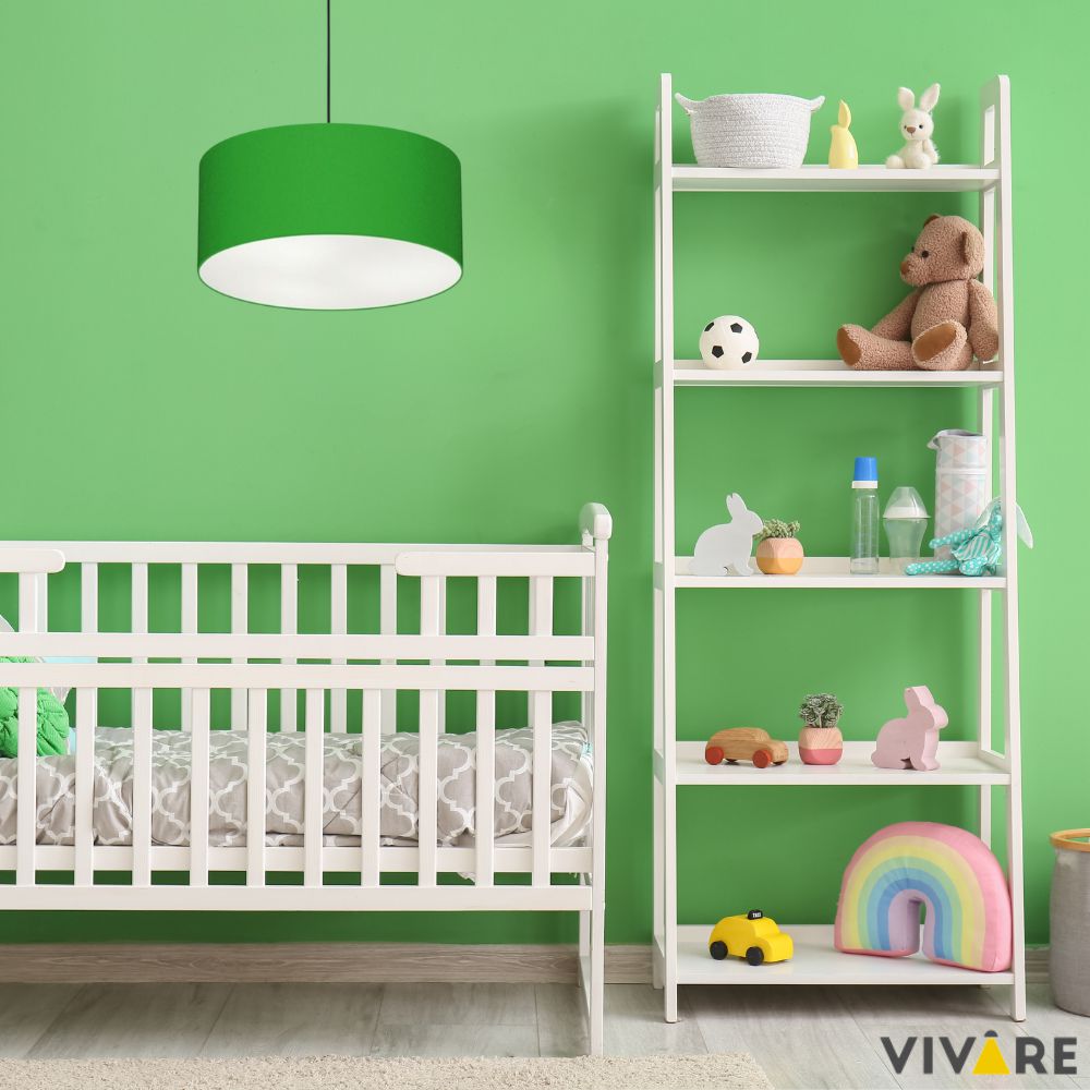 Pendente Cilíndrico Md-4101 Cúpula em Tecido 60x30cm Verde Folha - Bivolt