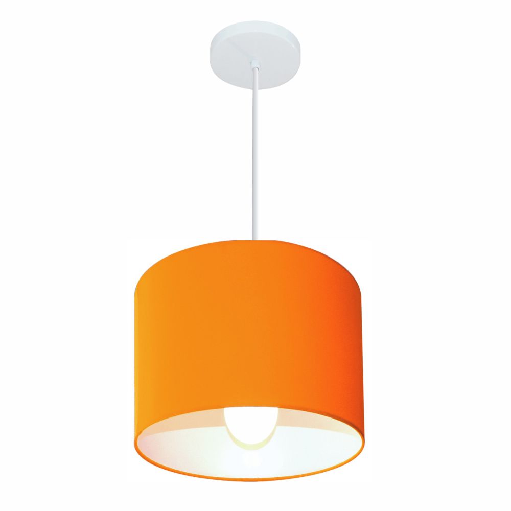 Pendente Cilíndrico Md-4113 Cúpula em Tecido 30x25cm Laranja - Bivolt