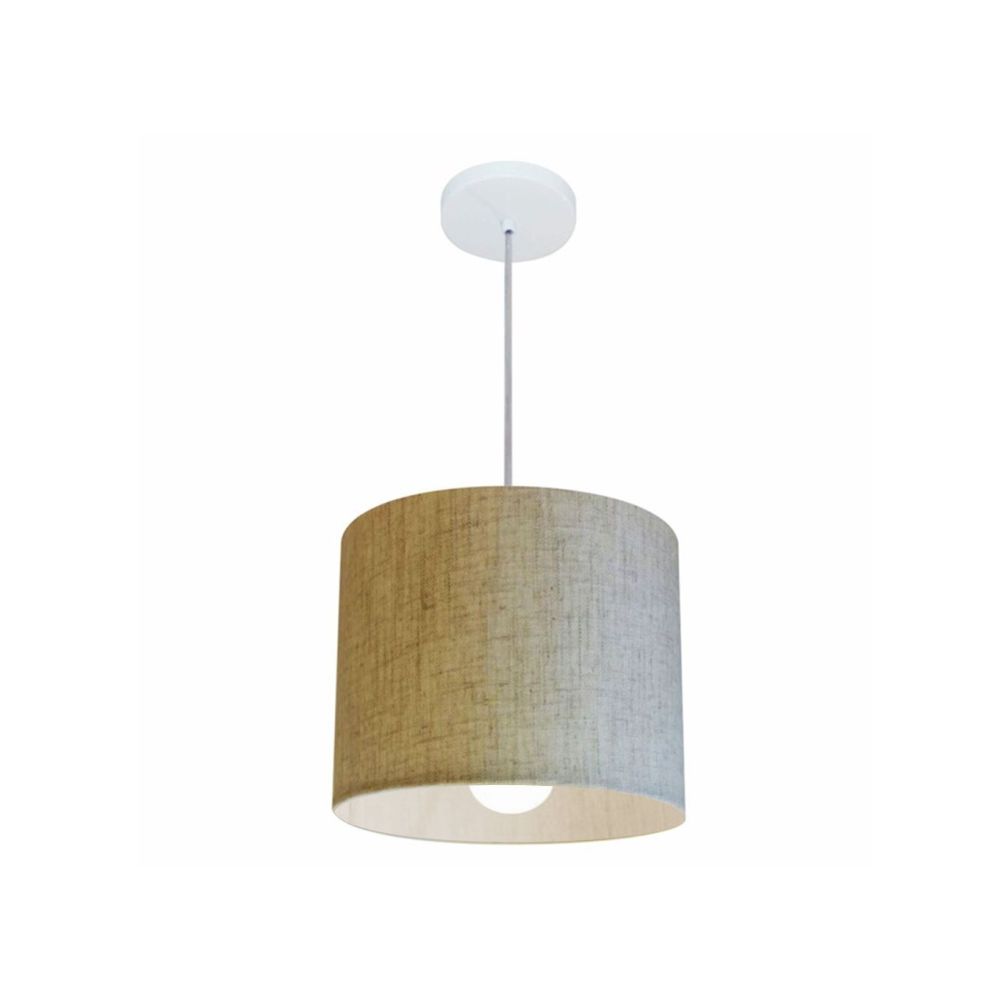 Pendente Cilíndrico Md-4113 Cúpula em Tecido 30x25cm Linho Bege - Bivolt