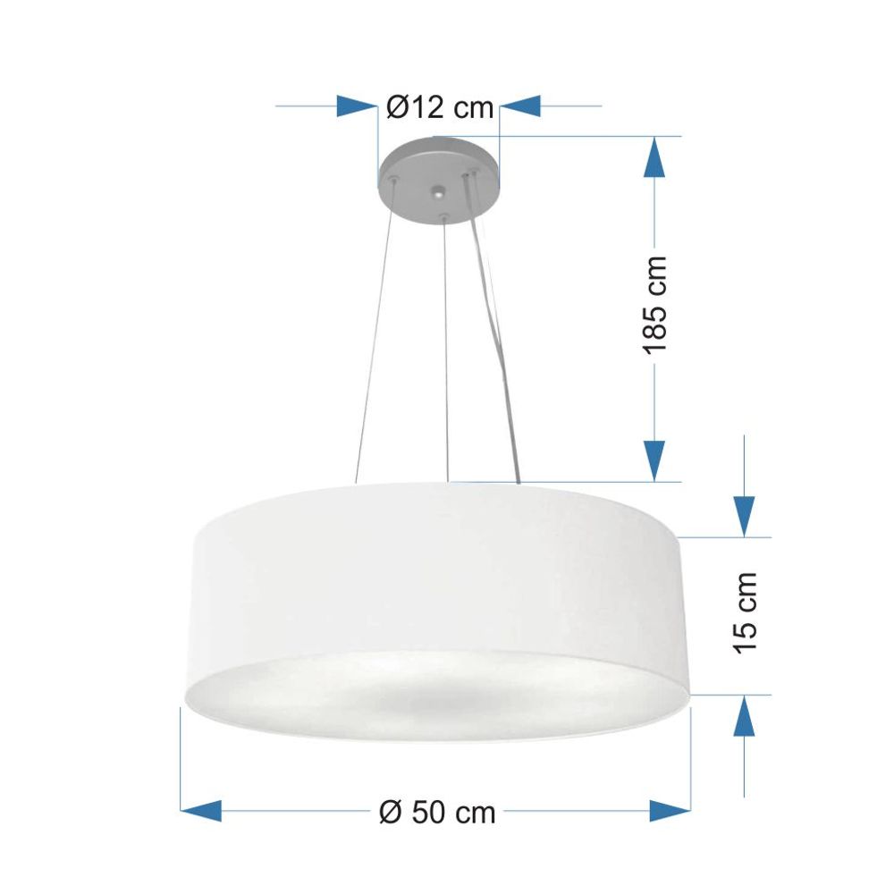 Pendente Cilíndrico Md-4134 Cúpula em Tecido 50x15cm Algodão Crú - Bivolt