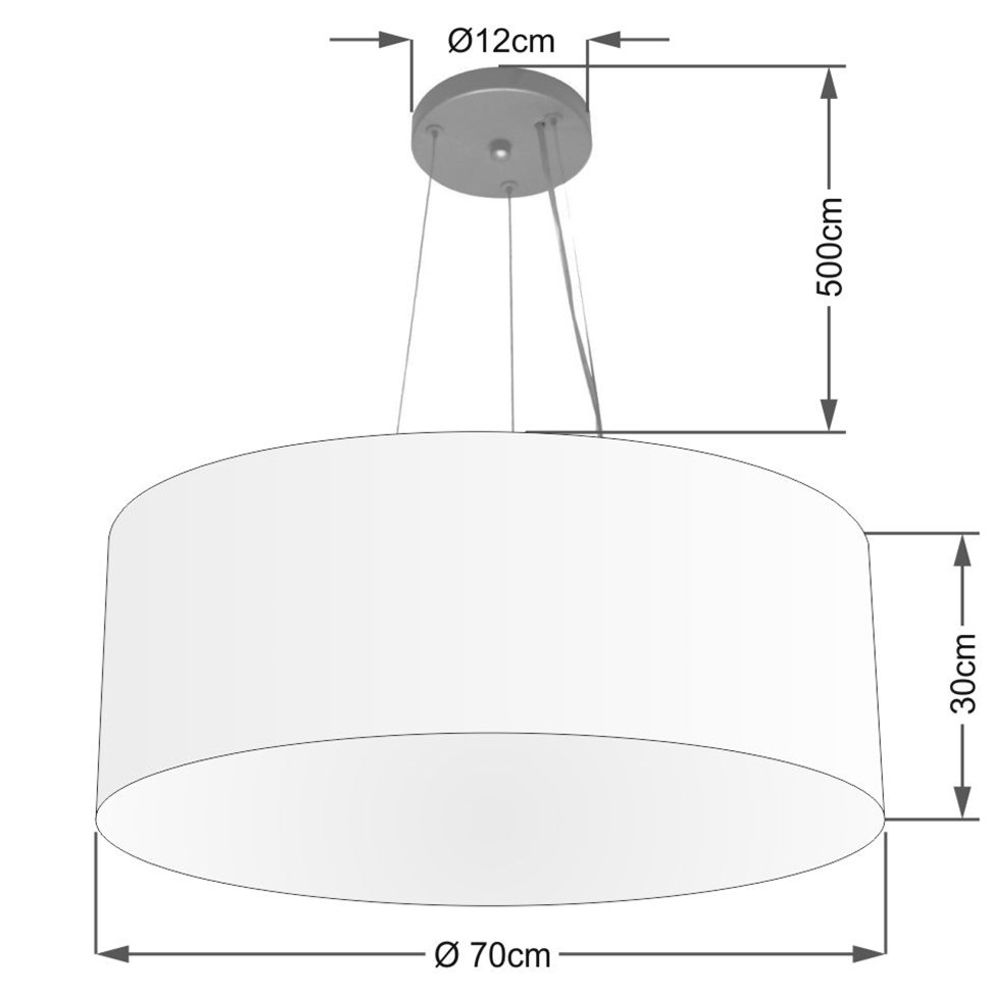 Pendente Cilíndrico Md-4135 Cúpula em Tecido 70x30cm Branco - Bivolt