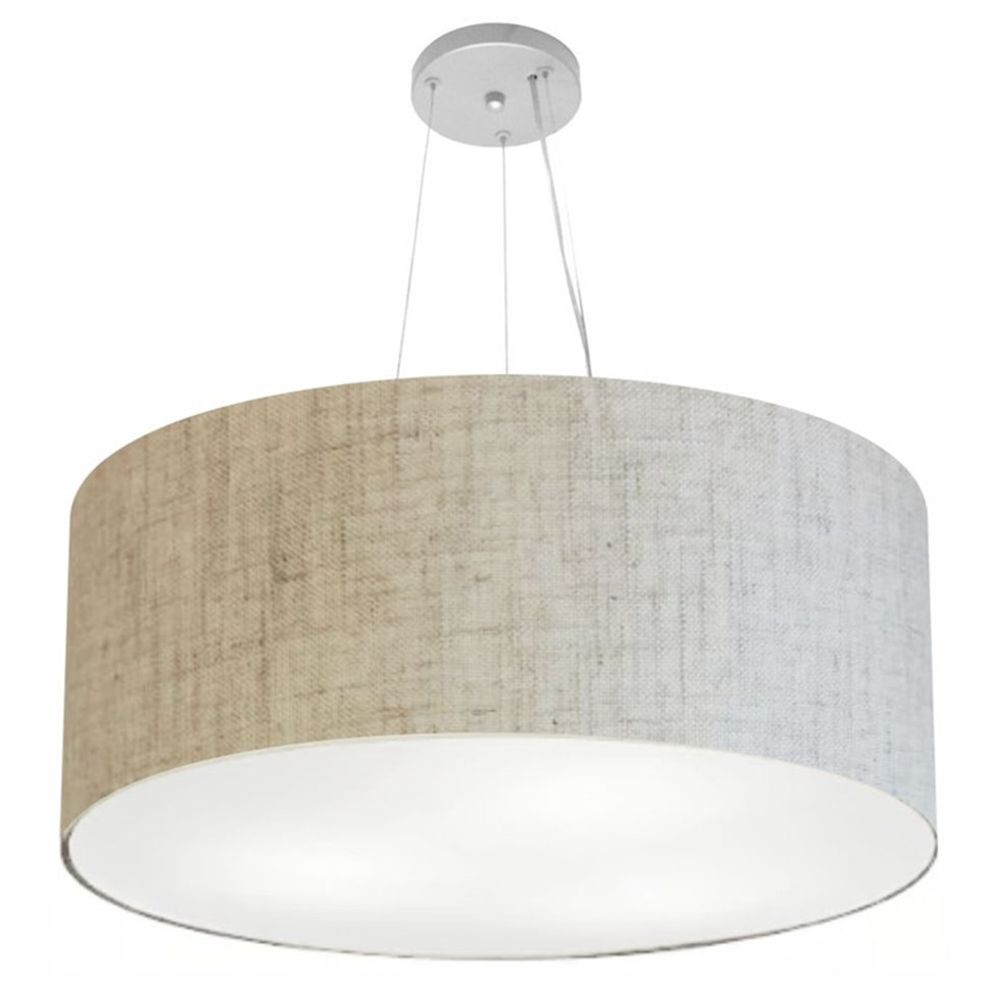 Pendente Cilíndrico Md-4135 Cúpula em Tecido 70x30cm Rústico Bege - Bivolt