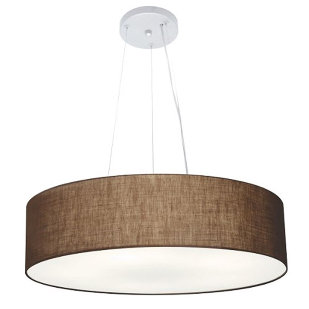 Pendente Cilíndrico Md-4136 Cúpula em Tecido 80x15cm Café - Bivolt