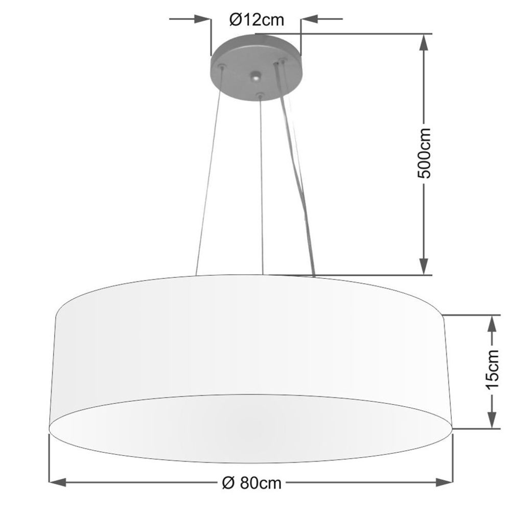 Pendente Cilíndrico Md-4136 Cúpula em Tecido 80x15cm Rústico Bege - Bivolt