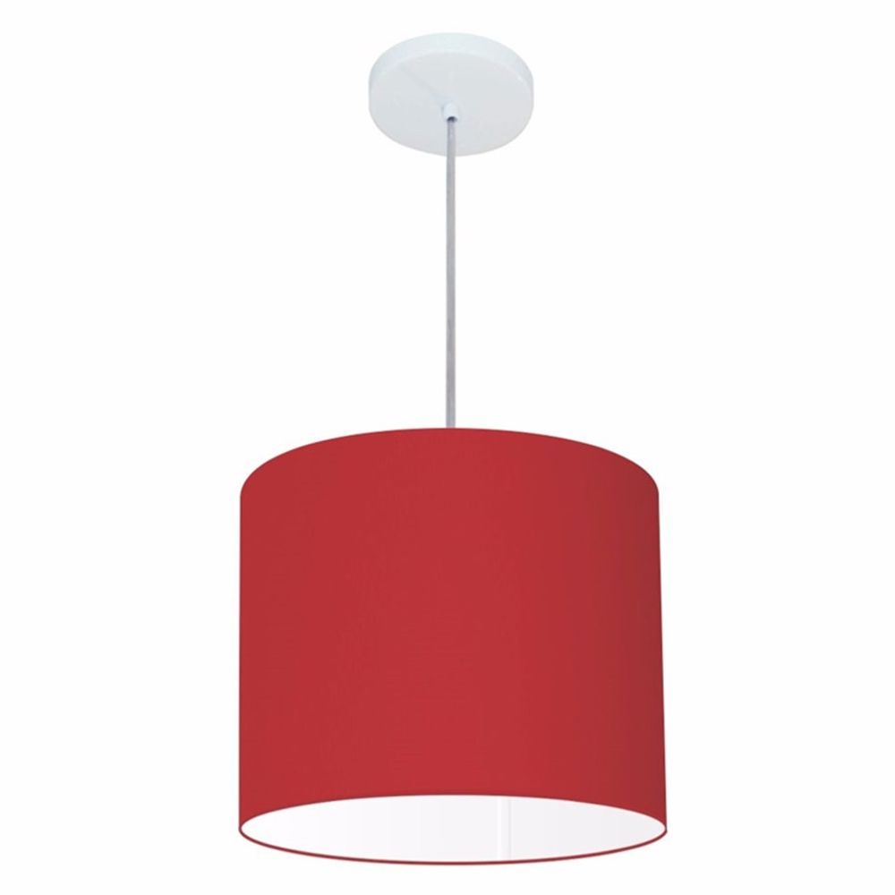 Pendente Cilíndrico Md-4143 Cúpula em Tecido 35x25cm Bordô - Bivolt
