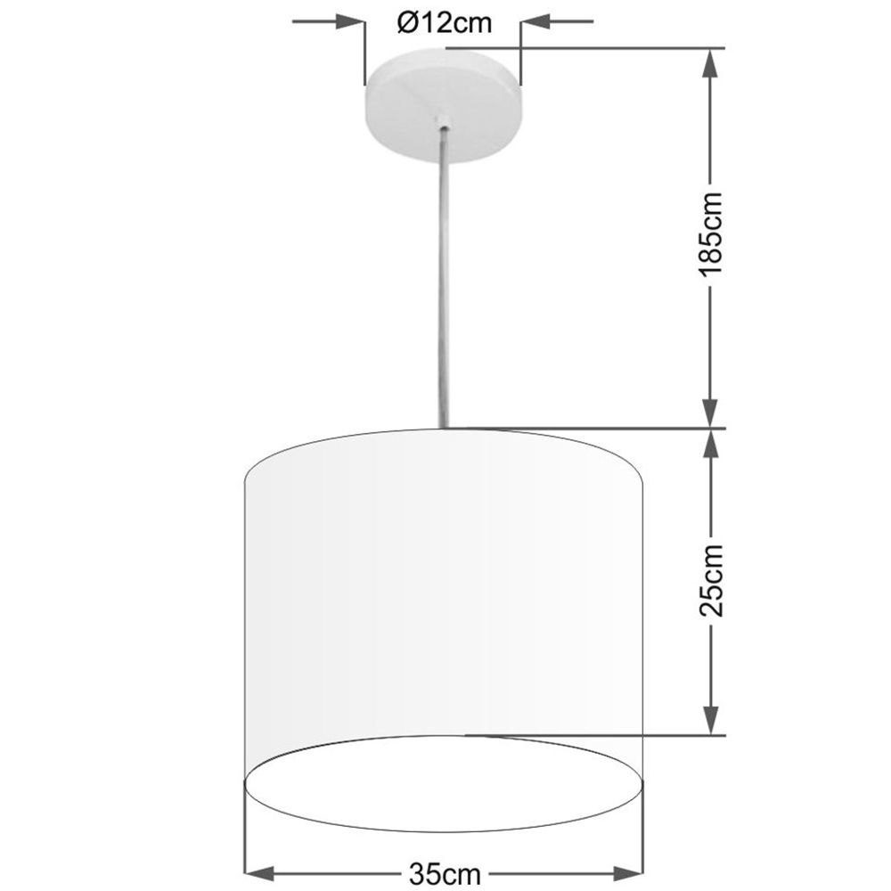 Pendente Cilíndrico Md-4143 Cúpula em Tecido 35x25cm Rústico Bege - Bivolt