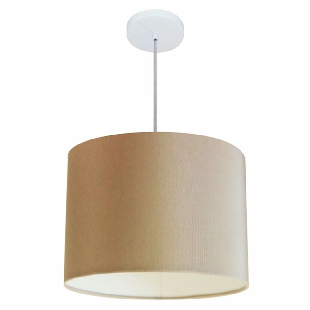 Pendente Cilíndrico Md-4146 Cúpula em Tecido 40x30cm Palha - Bivolt