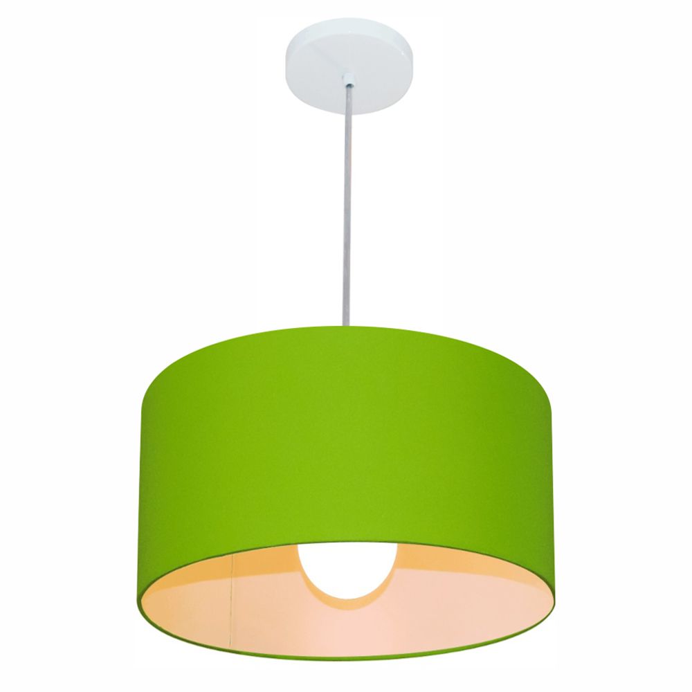Pendente Cilíndrico Md-4146 Cúpula em Tecido 40x30cm Verde Limão - Bivolt