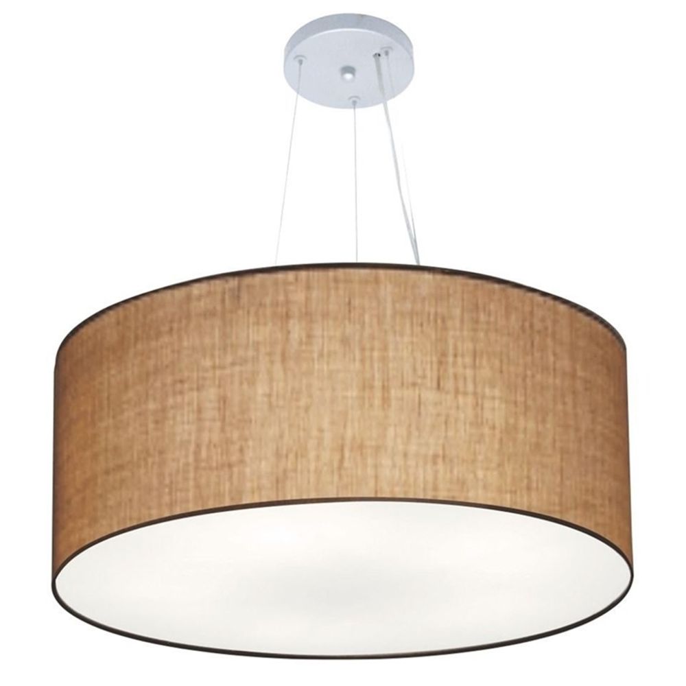 Pendente Cilíndrico Md-4150 Cúpula em Tecido 70x21cm Palha - Bivolt
