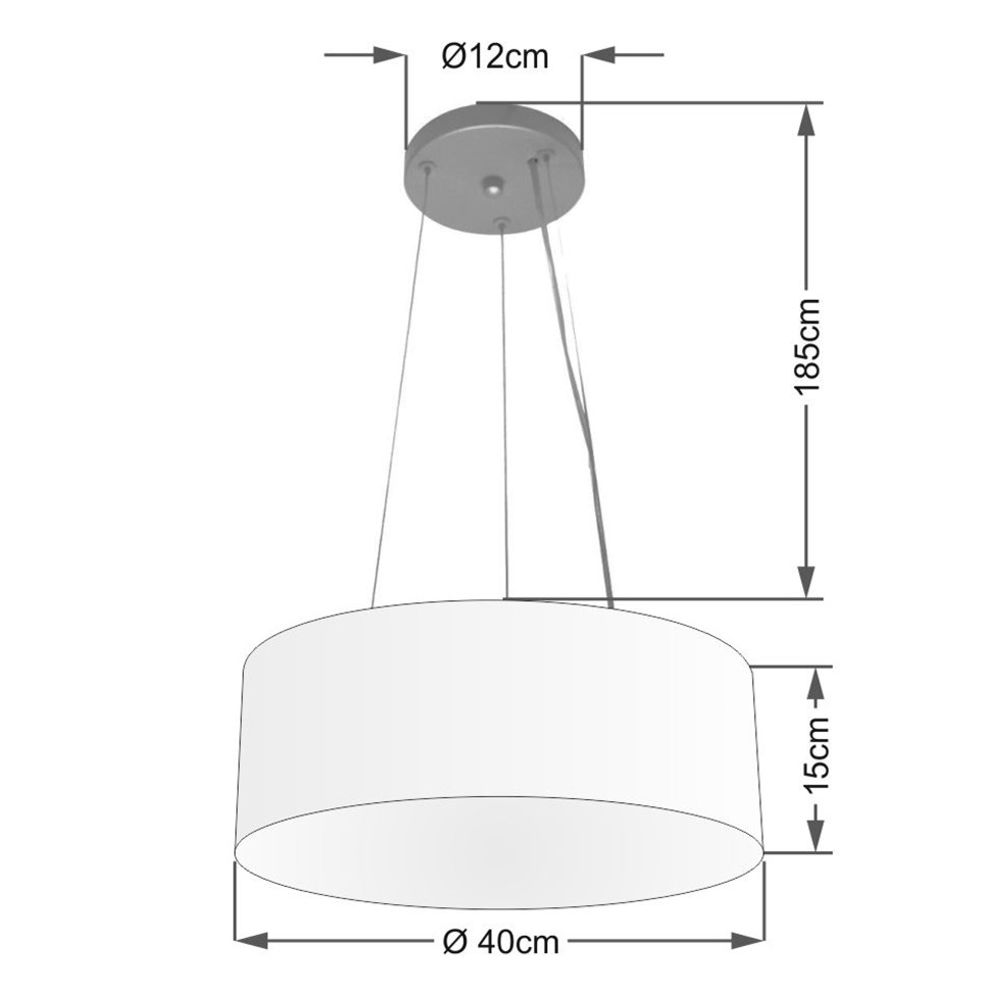 Pendente Cilíndrico Md-4181 Cúpula em Tecido 40x15cm Preto - Bivolt