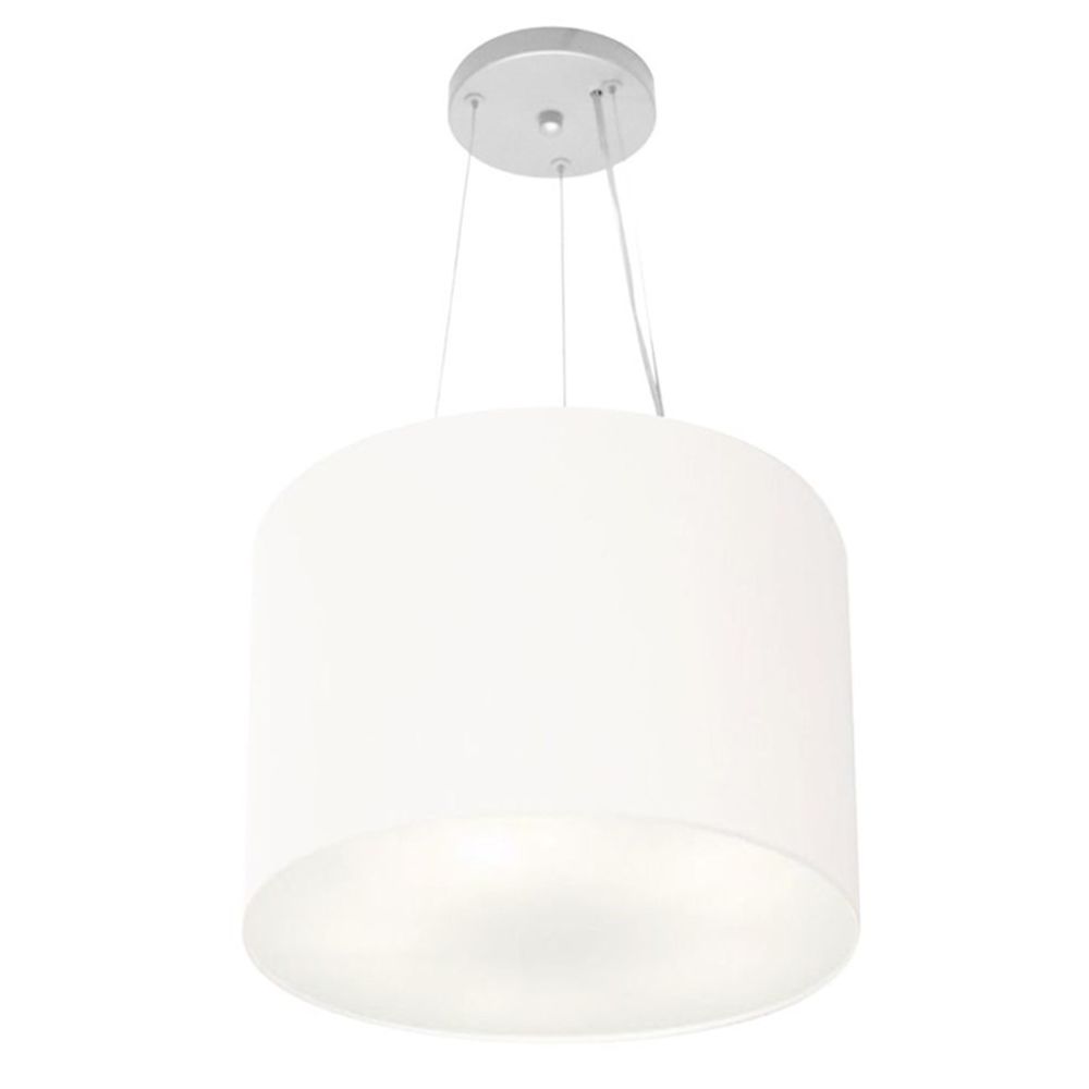 Pendente Cilíndrico Md-4183 Cúpula em Tecido 40x30cm Branco - Bivolt