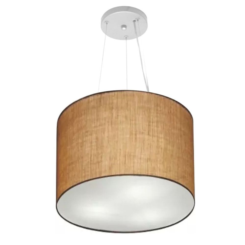 Pendente Cilíndrico Md-4183 Cúpula em Tecido 40x30cm Palha - Bivolt