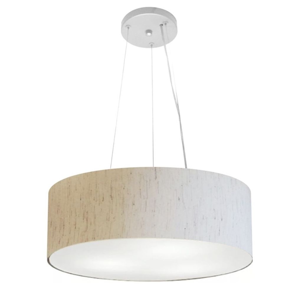 Pendente Cilíndrico Md-4184 Cúpula em Tecido 45x15cm Linho Bege - Bivolt