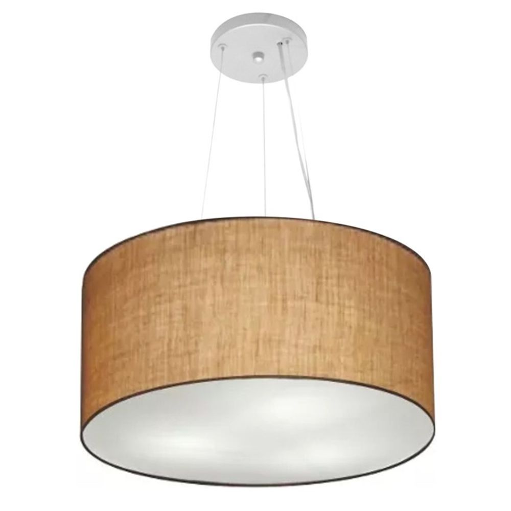 Pendente Cilíndrico Md-4185 Cúpula em Tecido 45x21cm Palha - Bivolt