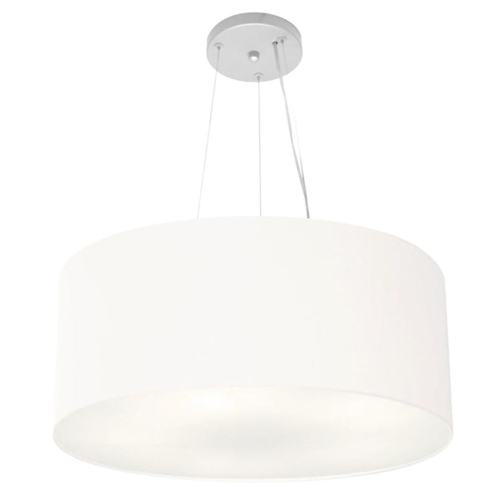 Pendente Cilíndrico Md-4188 Cúpula em Tecido 50x25cm Branco - Bivolt