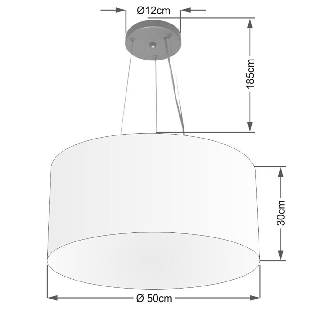 Pendente Cilíndrico Md-4189 Cúpula em Tecido 50x30cm Rústico Cinza - Bivolt