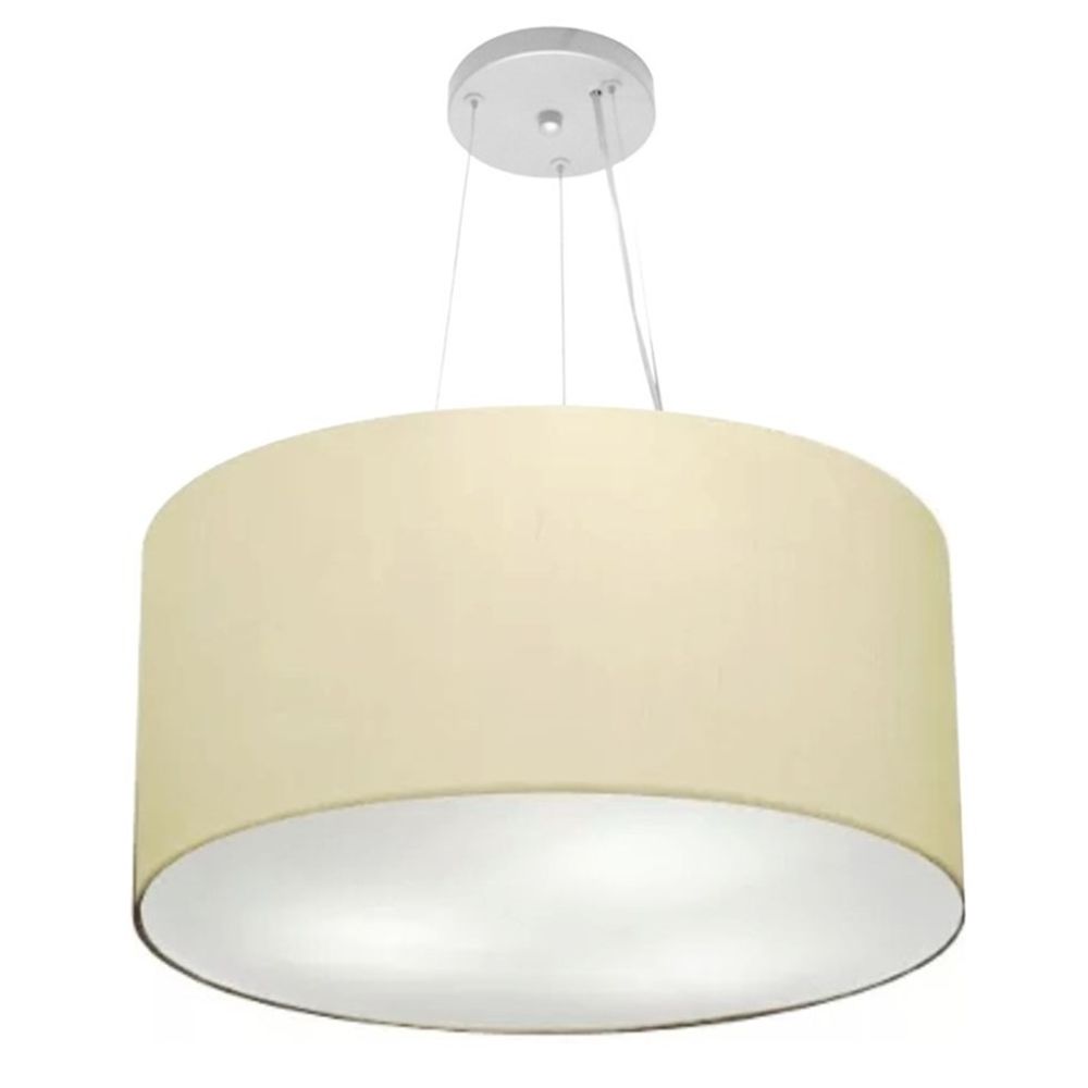 Pendente Cilíndrico Md-4192 Cúpula em Tecido 55x30cm Algodão Crú - Bivolt