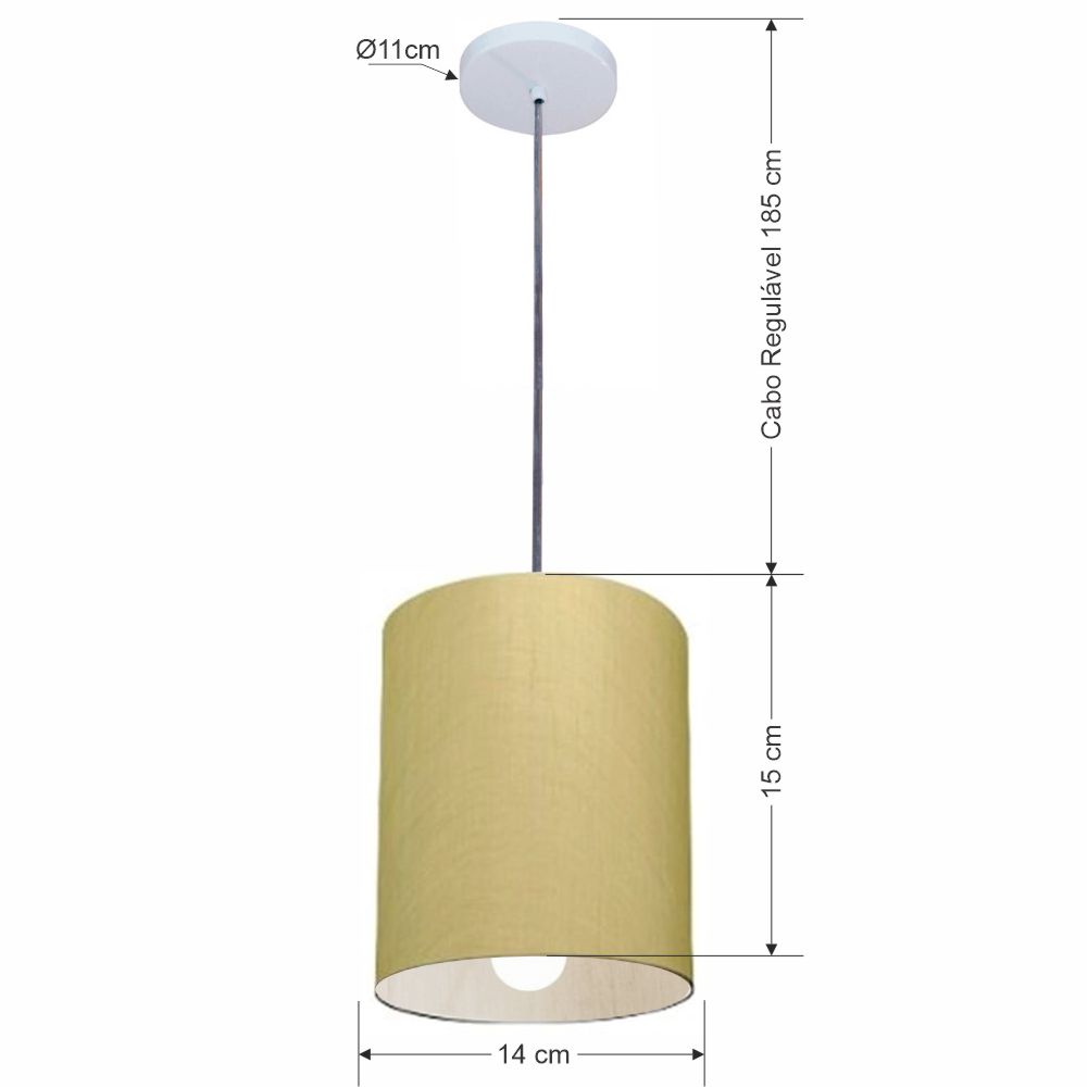 Pendente Cilíndrico Md-4200 Cúpula em Tecido 14x15cm Algodão Crú - Bivolt