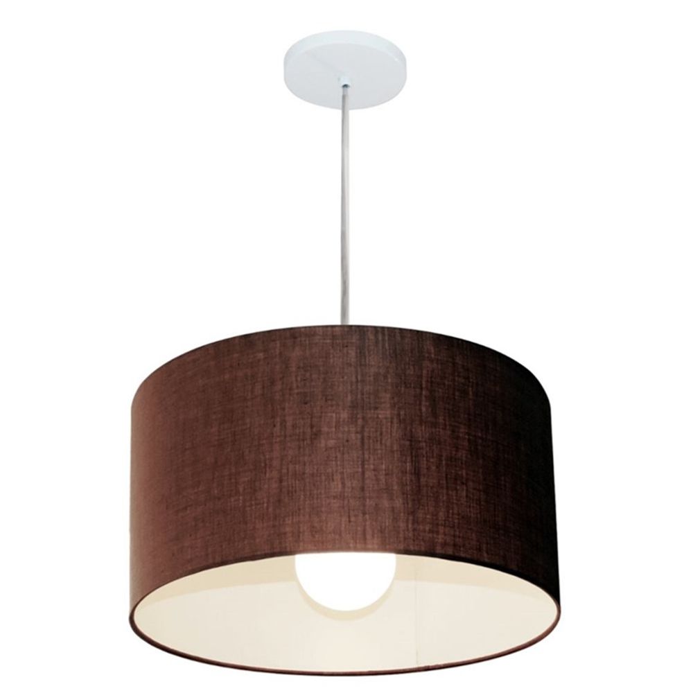 Pendente Cilíndrico Md-4202 Cúpula em Tecido 40x25cm Café - Bivolt