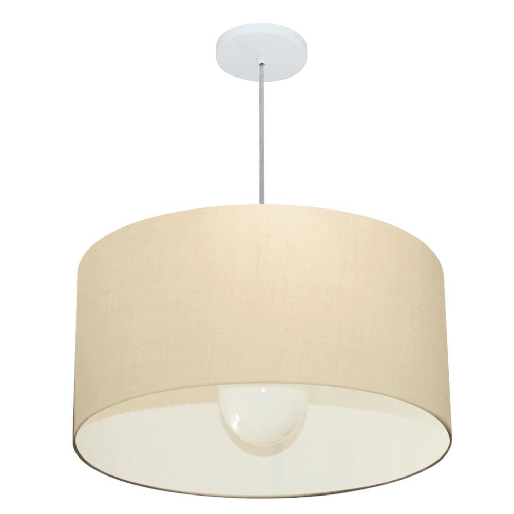 Pendente Cilíndrico Md-4207 Cúpula em Tecido 55x25cm Algodão Crú - Bivolt