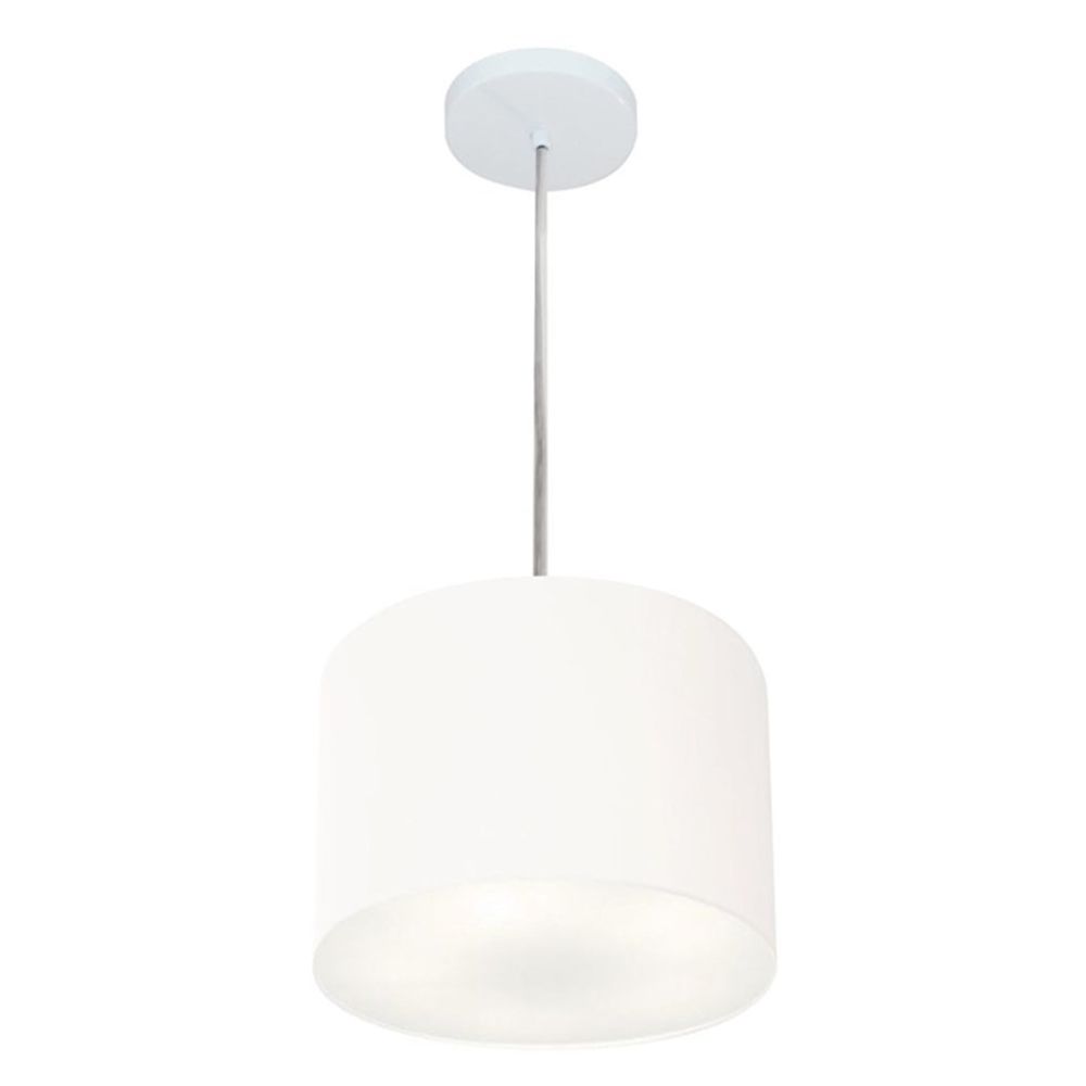 Pendente Cilíndrico Md-4209 Cúpula em Tecido 25x25cm Branco - Bivolt