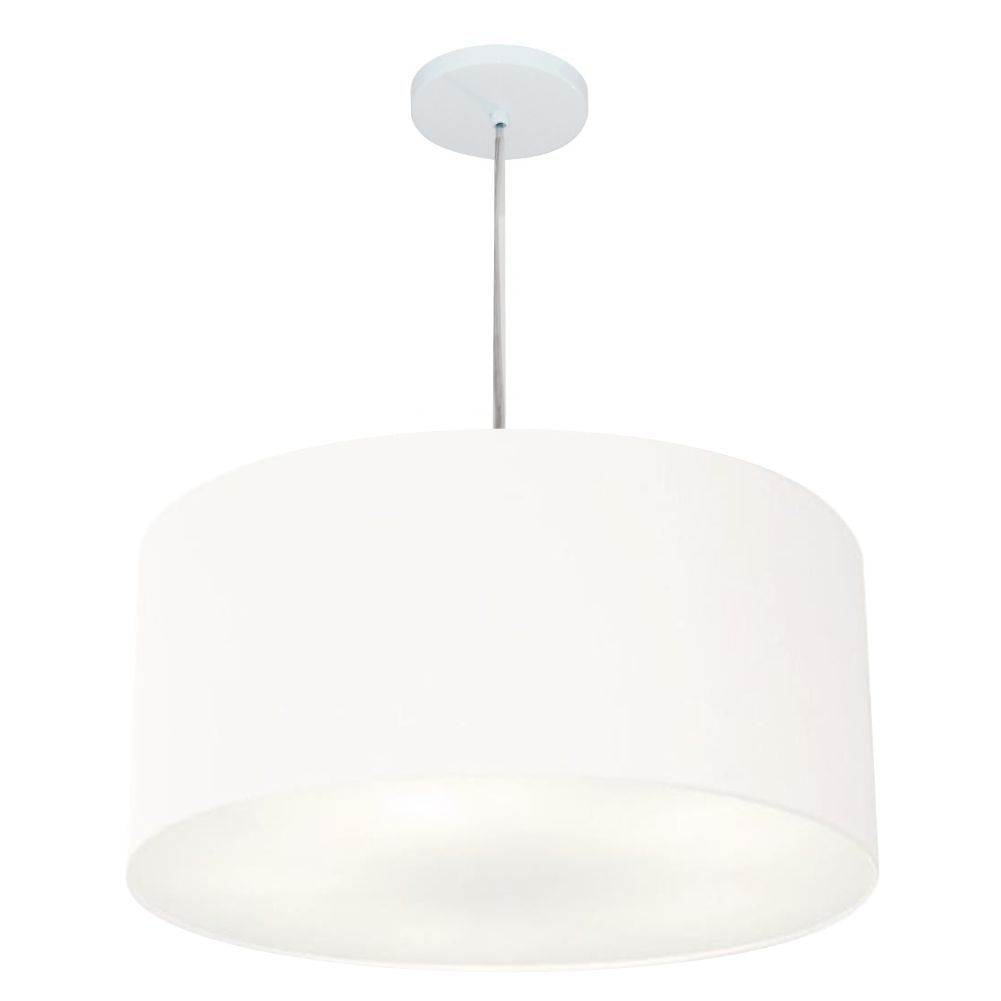 Pendente Cilíndrico Md-4214 Cúpula em Tecido 55x25cm Branco - Bivolt