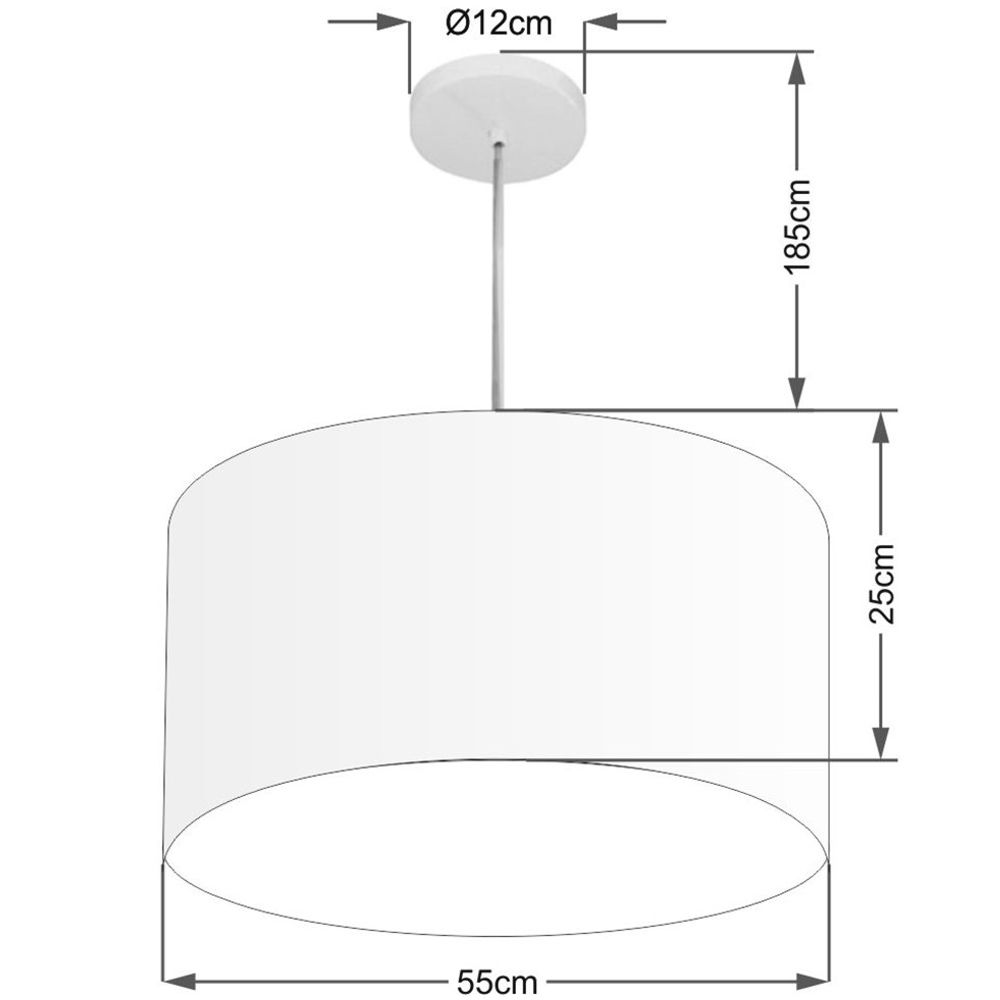 Pendente Cilíndrico Md-4214 Cúpula em Tecido 55x25cm Palha - Bivolt